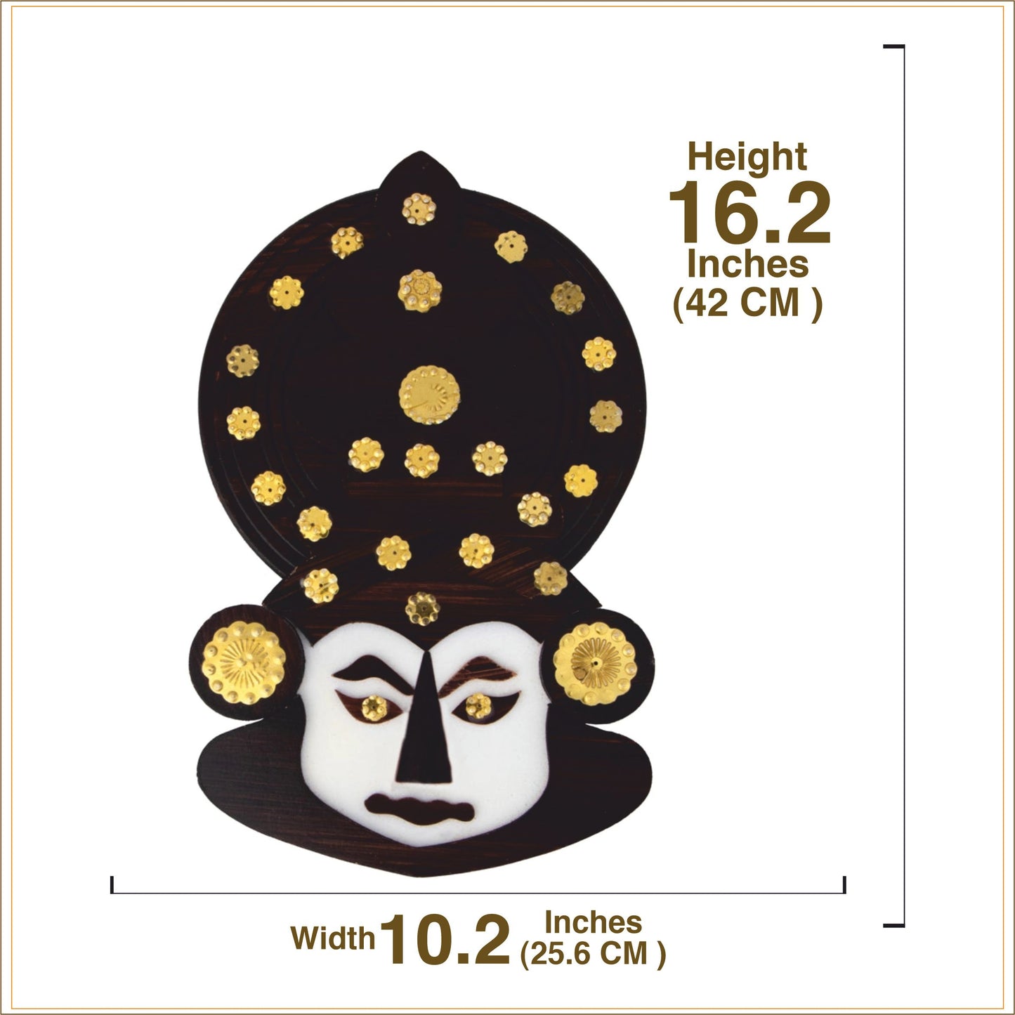 Grand Kathakali Face Wall Art – 16 Inches | Handcrafted Wooden Wall Hanging for Cultural Décor &  Gifting