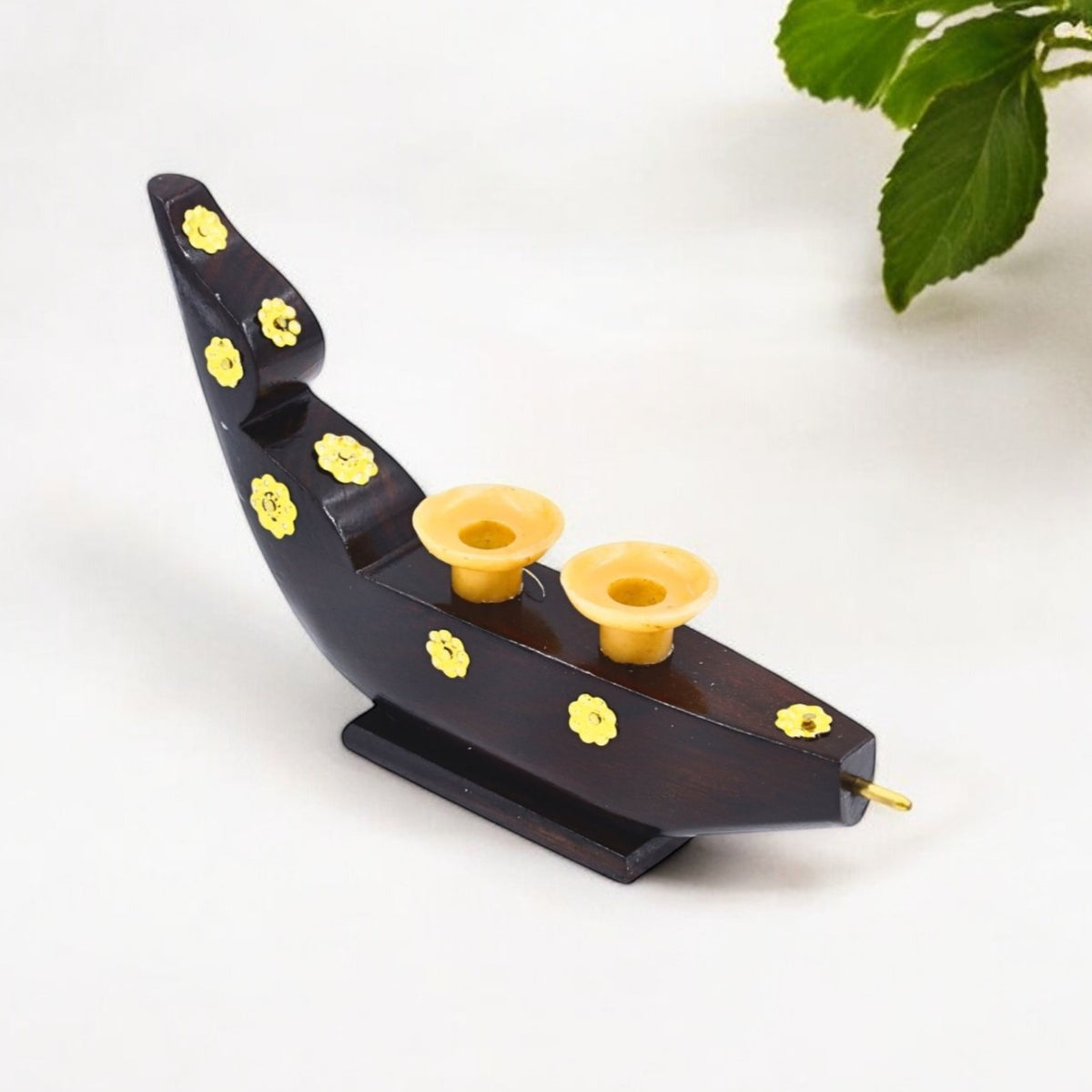 Wooden Snake Boat Candle Holder – Traditional Kerala Décor with a Modern Touch