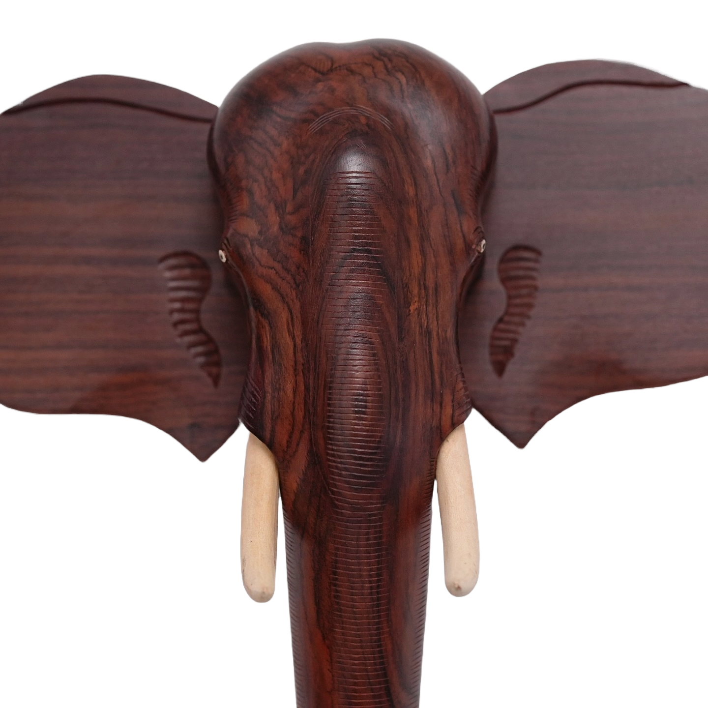 20-Inch Hand-Carved Kerala Elephant Head in Rosewood – Deluxe Heritage Wall Accent