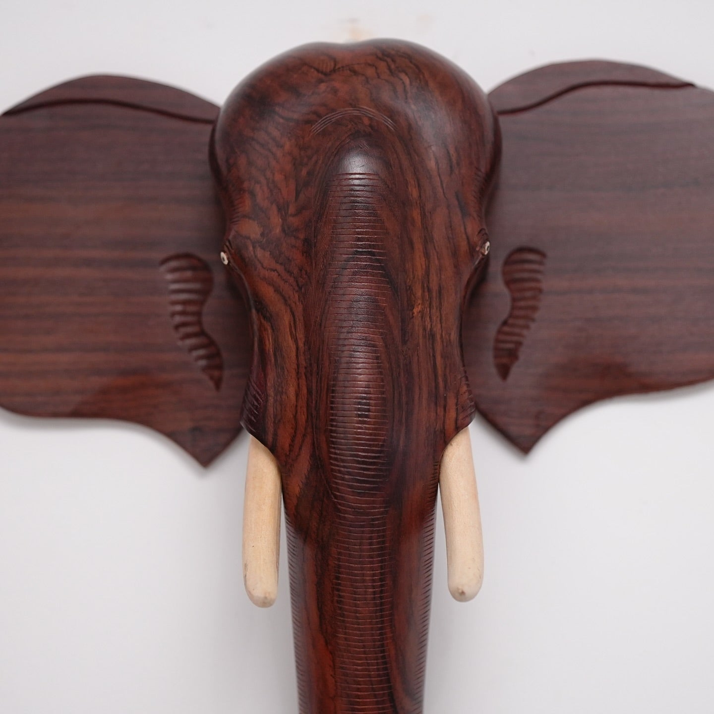 20-Inch Hand-Carved Kerala Elephant Head in Rosewood – Deluxe Heritage Wall Accent