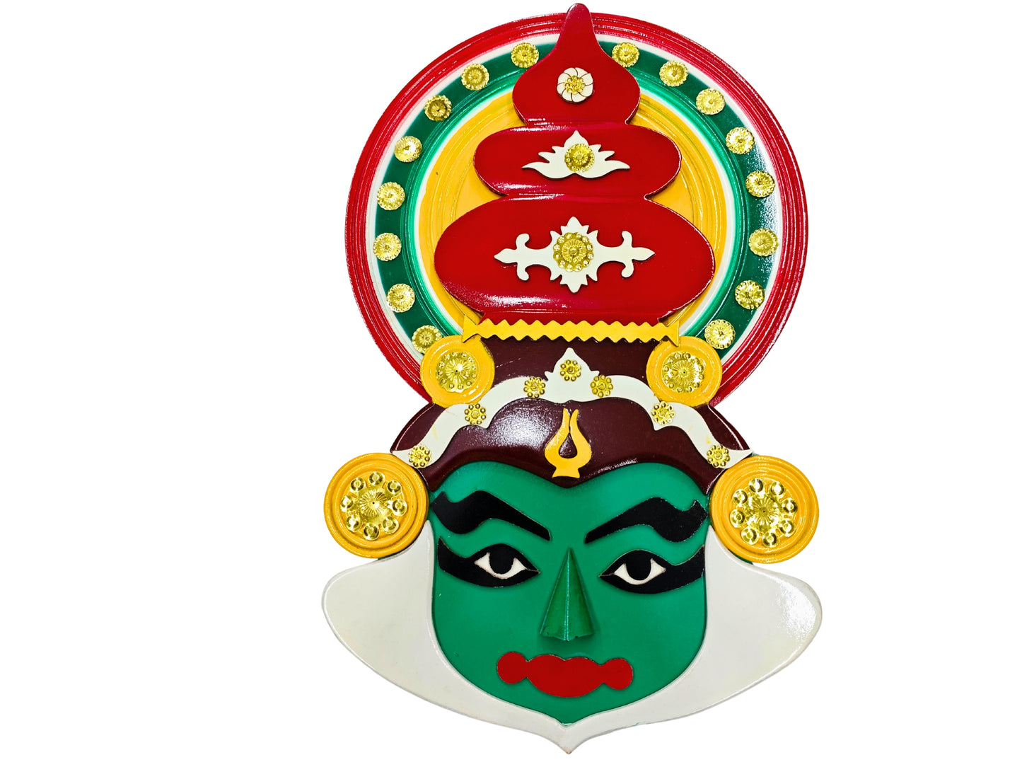 18-Inch Handcrafted Wooden Kathakali Mask – Multicolor Wall Art | Traditional Kerala Décor for Home & Office
