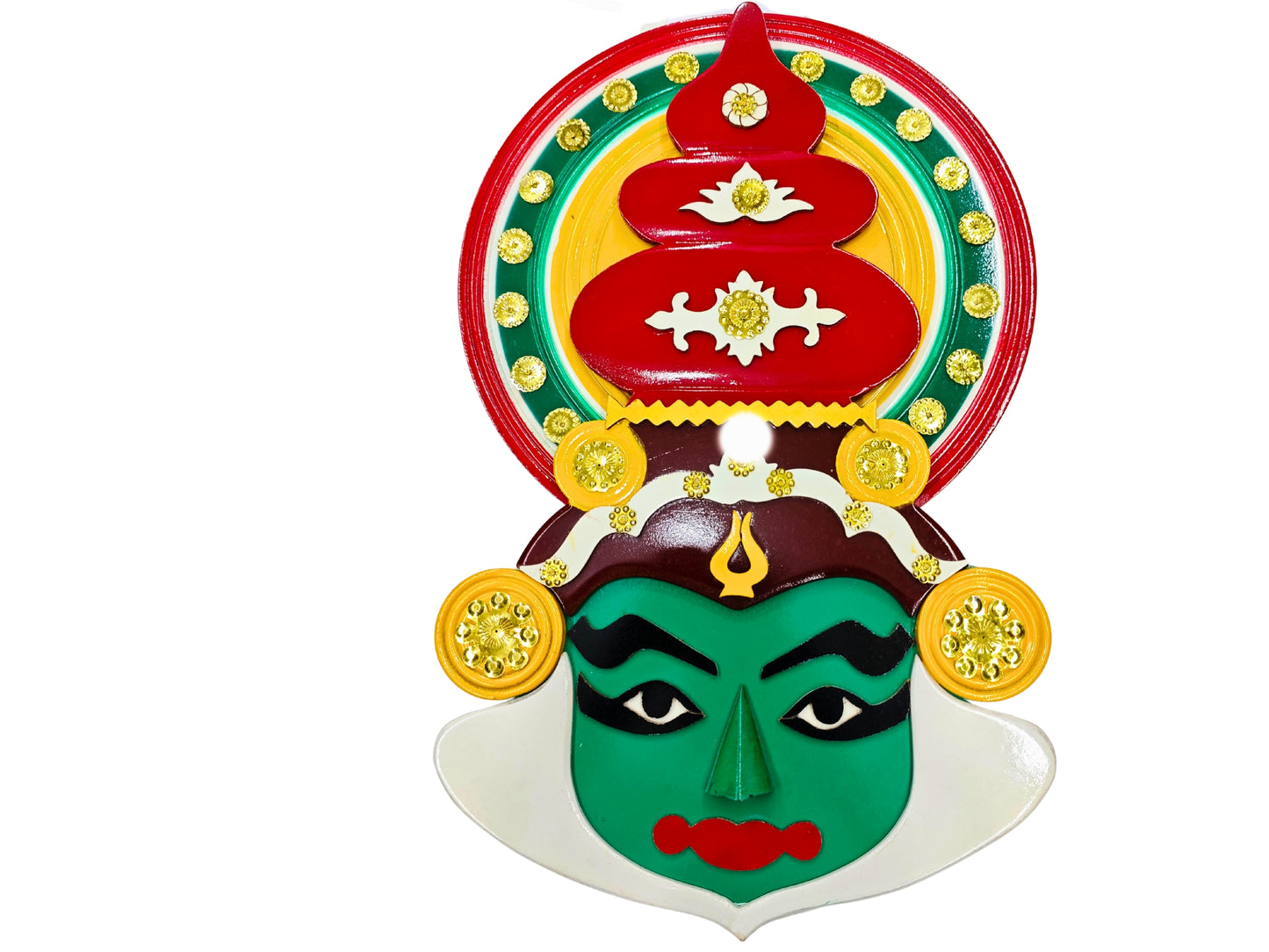 18-Inch Handcrafted Wooden Kathakali Mask – Multicolor Wall Art | Traditional Kerala Décor for Home & Office