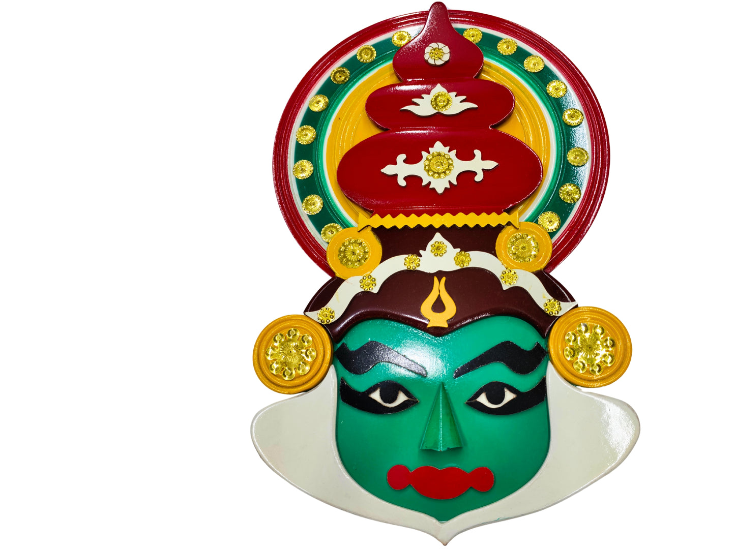 18-Inch Handcrafted Wooden Kathakali Mask – Multicolor Wall Art | Traditional Kerala Décor for Home & Office