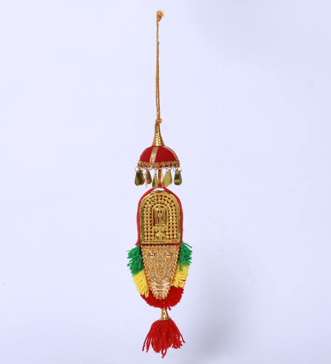 Car Hanging Nettipattam with Double-Sided Designs of Lord Ganesh and Goddess Lakshmi - 7 Inch