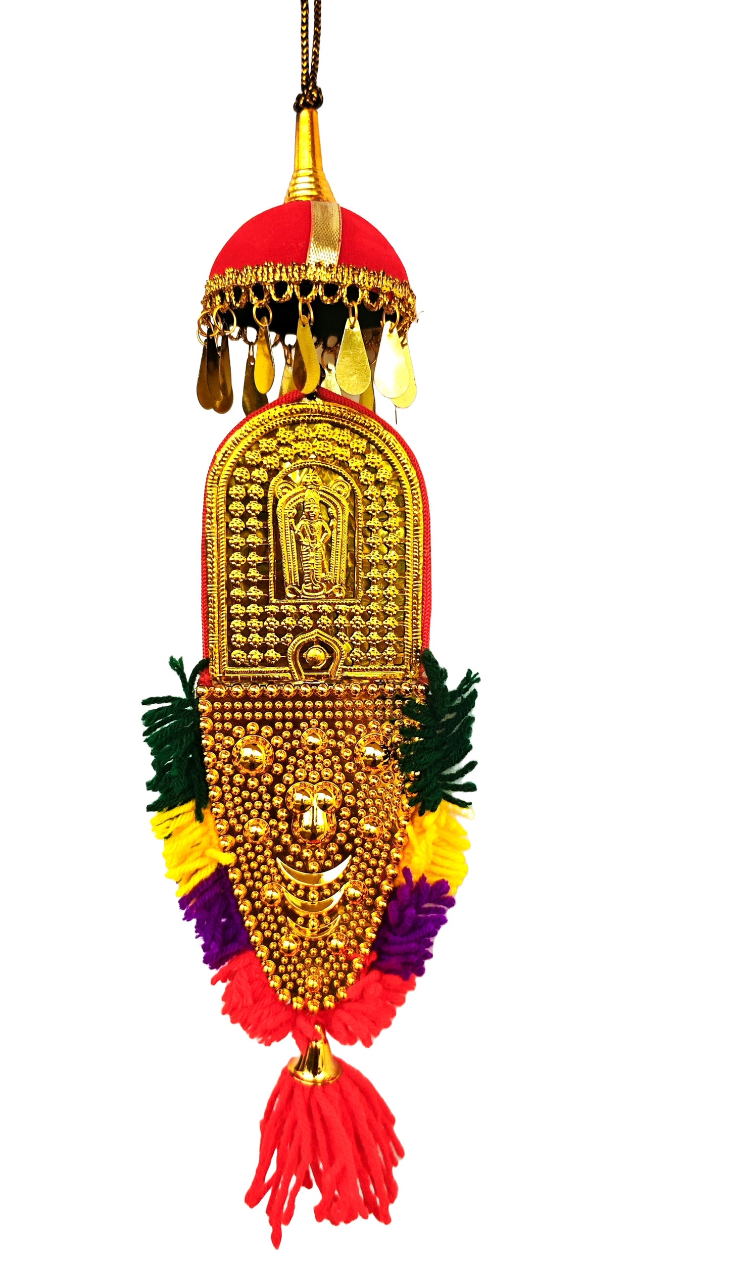 Car Hanging Nettipattam with Double-Sided Designs of Lord Ganesh and Goddess Lakshmi - 7 Inch