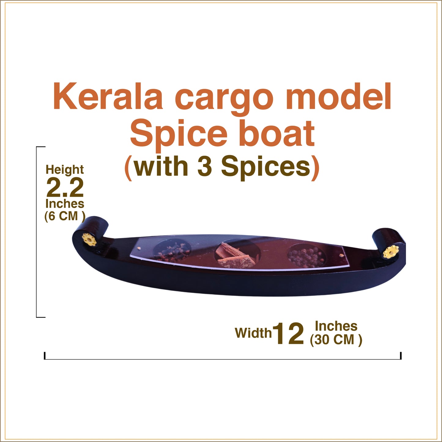 Miniature Cargo boat Spice Boat with three spices – Traditional Kerala Craft for Décor and Gifting