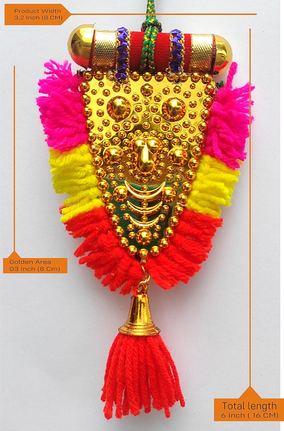 Car Hanging Nettipattam – 5” Kolam Design with Embossed Lord Ganesha