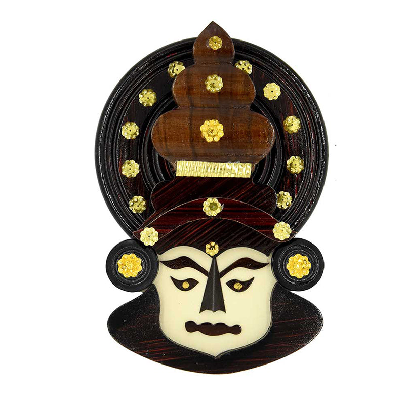 Handcrafted Kathakali Head Figurine in Rosewood (6.25 Inches) – Perfect for Wall Hanging &amp; Gifting