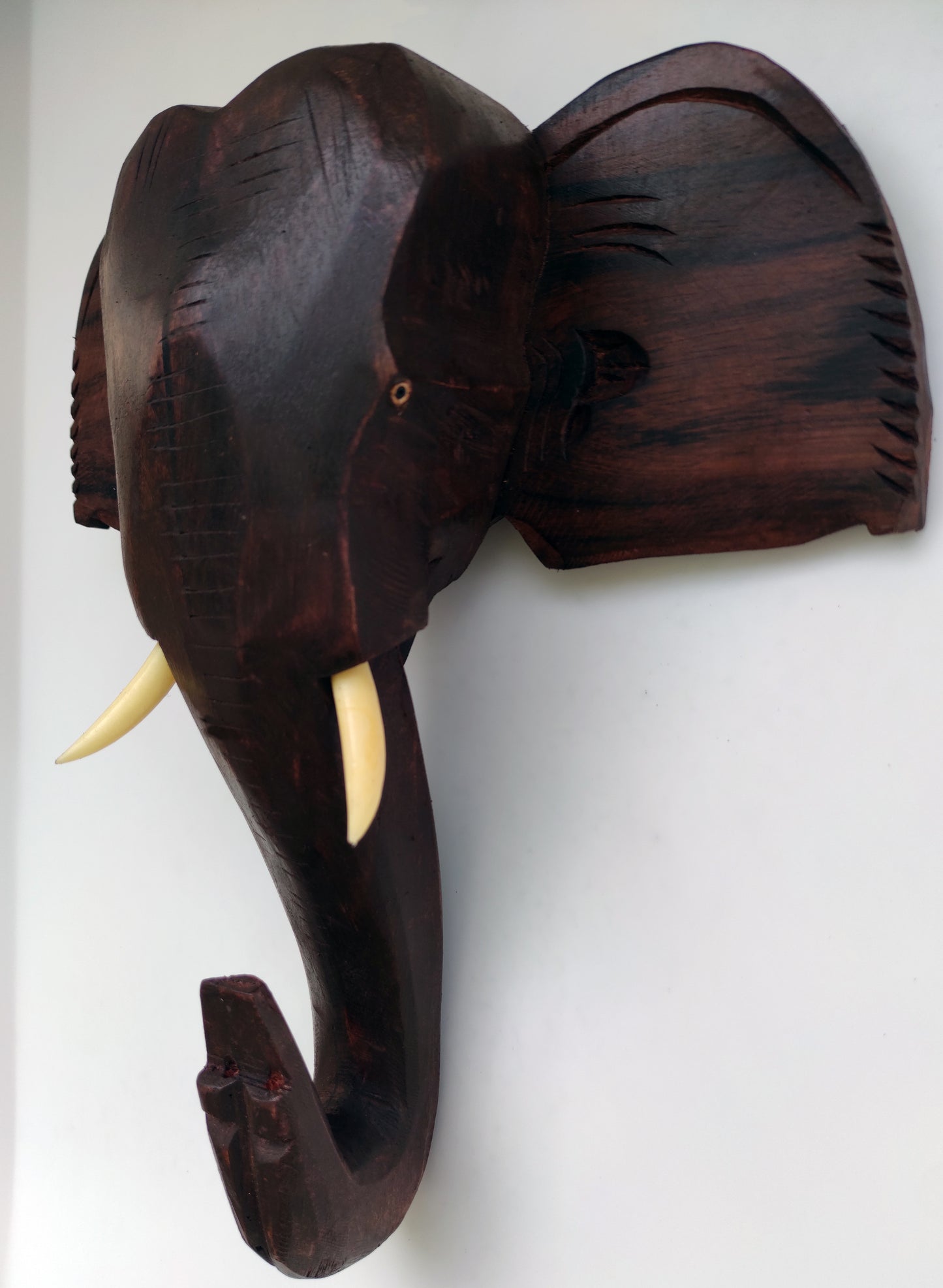 Rosewood-made Kerala Elephant Head Wall Hanging, ideal for gifting and home decor. (12-inch)