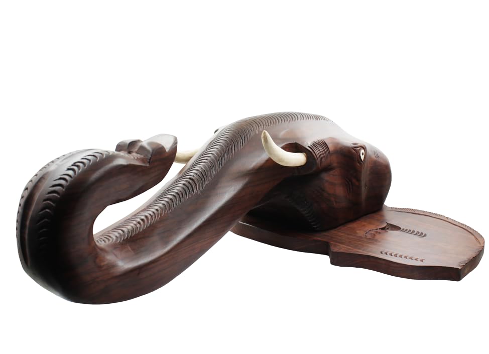 Wooden Kerala Elephant Head Wall Hanging (18-Inch) – Ideal for Home Décor and Gifting