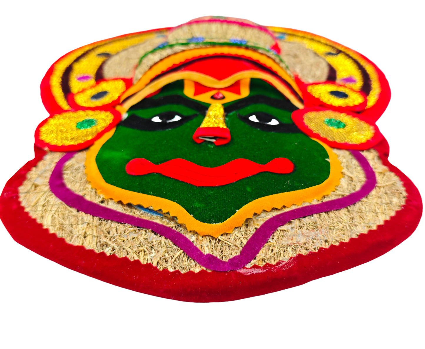 Eco-Friendly Handcrafted Wall Décor from Kerala-Ramacham (Vetiver) Kathakali Wall Hanging – 14 Inches