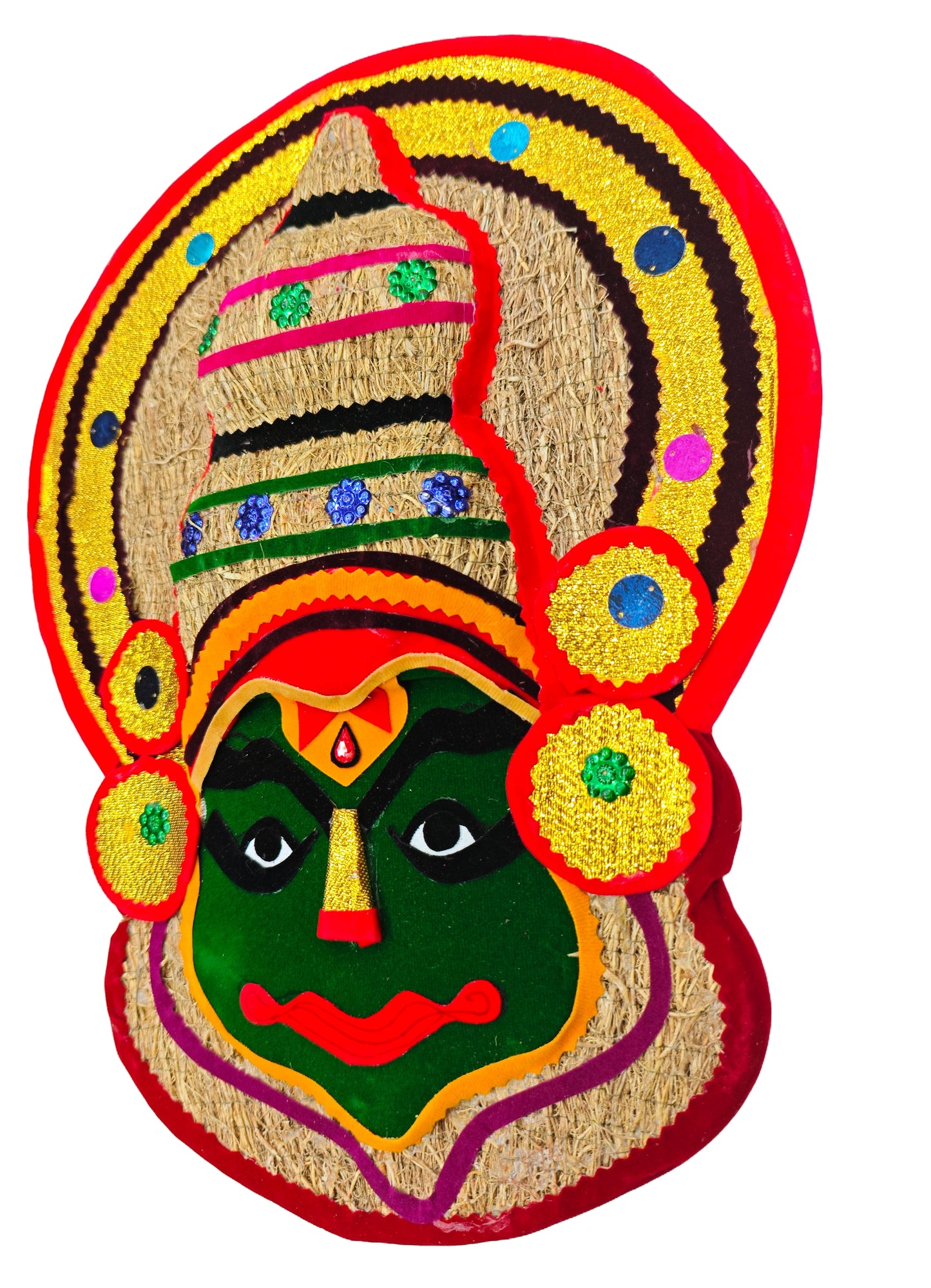 Eco-Friendly Handcrafted Wall Décor from Kerala-Ramacham (Vetiver) Kathakali Wall Hanging – 14 Inches