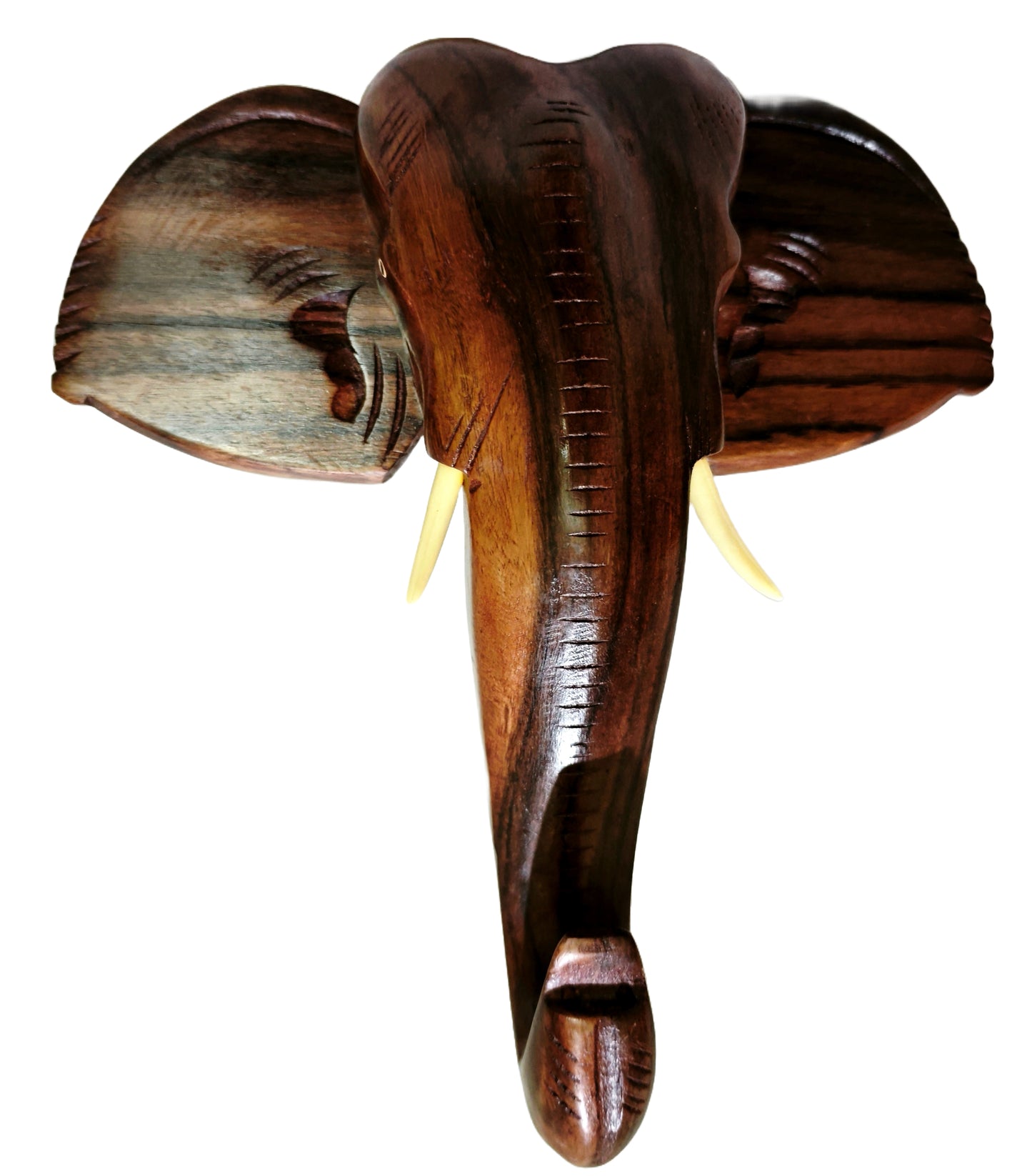 24-Inch Handcrafted Wooden Elephant Head Wall Hanging – Kerala Ethnic Wall Décor and Gift Piece