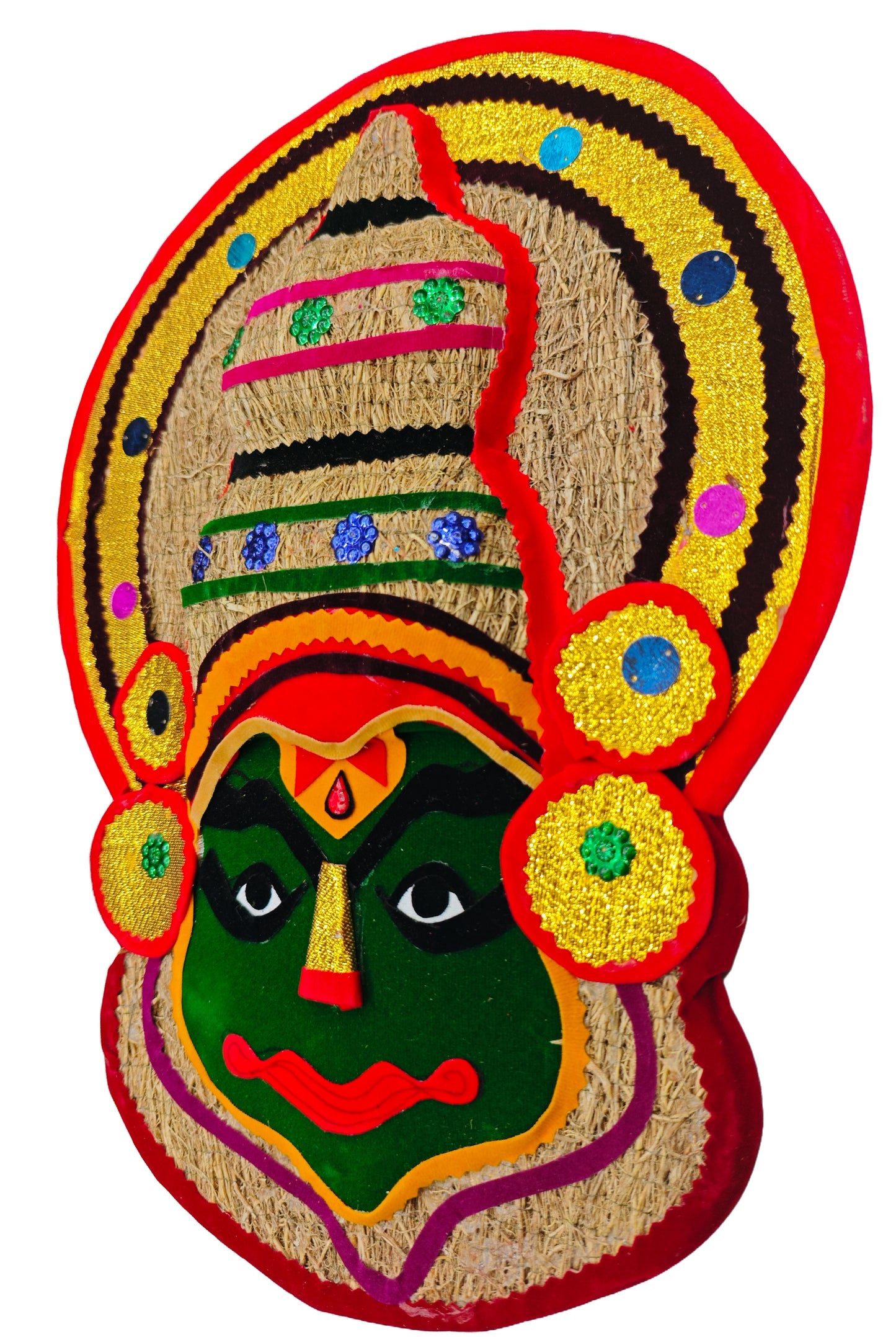 Eco-Friendly Handcrafted Wall Décor from Kerala-Ramacham (Vetiver) Kathakali Wall Hanging – 14 Inches