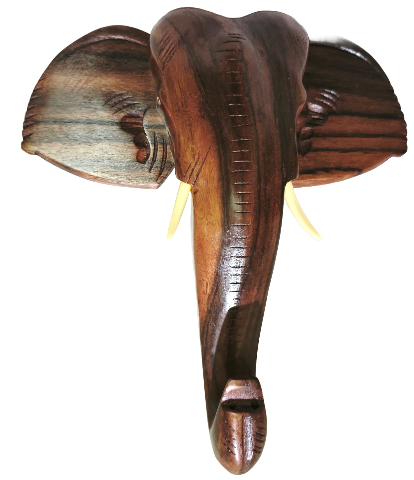24-Inch Handcrafted Wooden Elephant Head Wall Hanging – Kerala Ethnic Wall Décor and Gift Piece