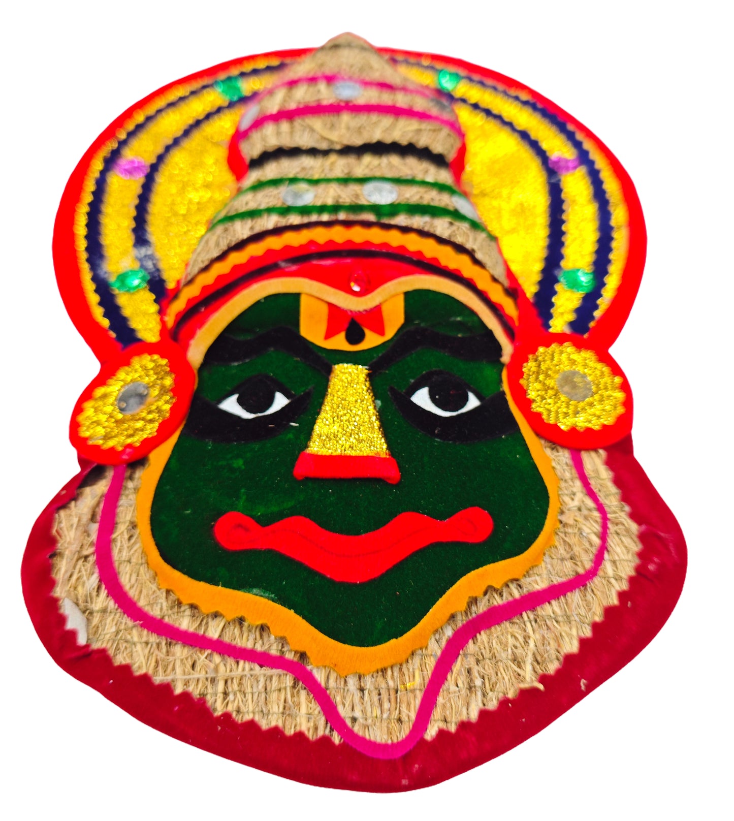 Eco-Friendly Handcrafted Wall Décor from Kerala-Ramacham (Vetiver) Kathakali Wall Hanging – 14 Inches