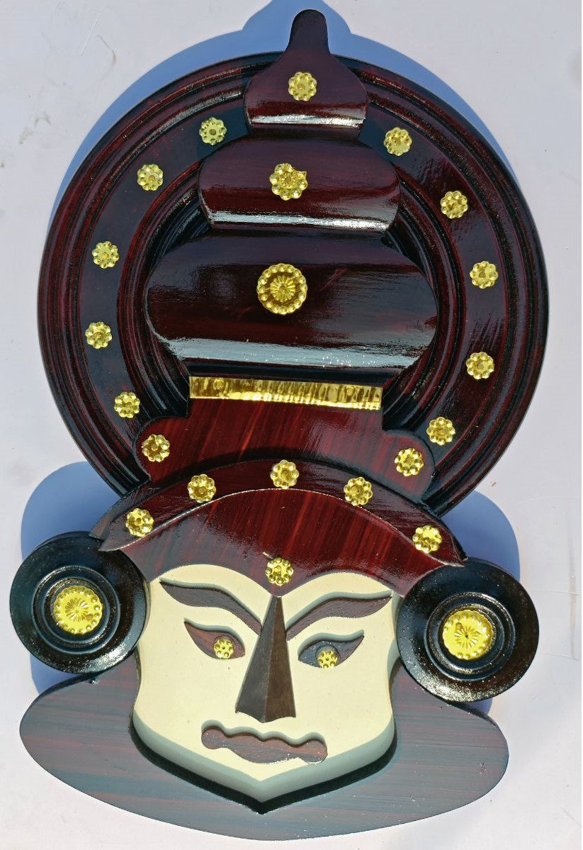 Handcrafted Kathakali Head Figurine in Rosewood (12 Inches) – Wall Hanging &amp; Ideal Gift