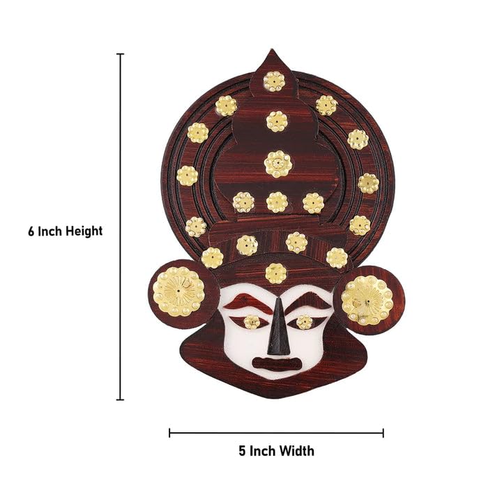 6-inch Kathakali Head Wall Hanging | Wooden Home Decor & Gift