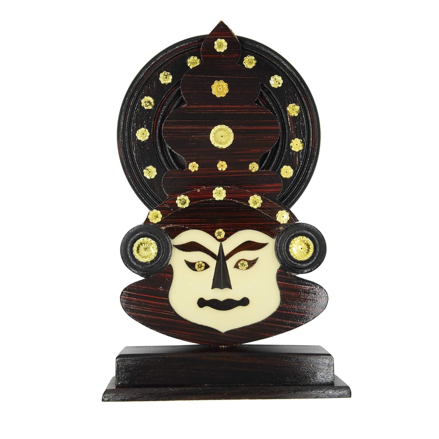 Wooden Kathakali Head with Stand – 12 Inches | Kerala Cultural Decor