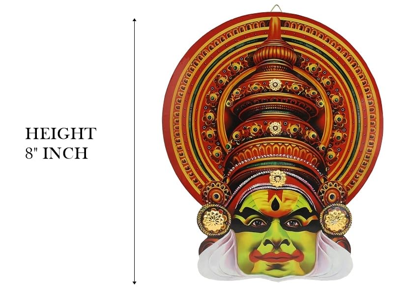 8-Inch Kathakali Wall Art – Traditional Kerala Dance Face | Indian Classical Décor on MDF