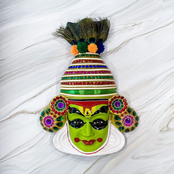Krishna Kathakali Mask Wall Hanging – Traditional Kerala Fiber Wall Decor (30 cm)