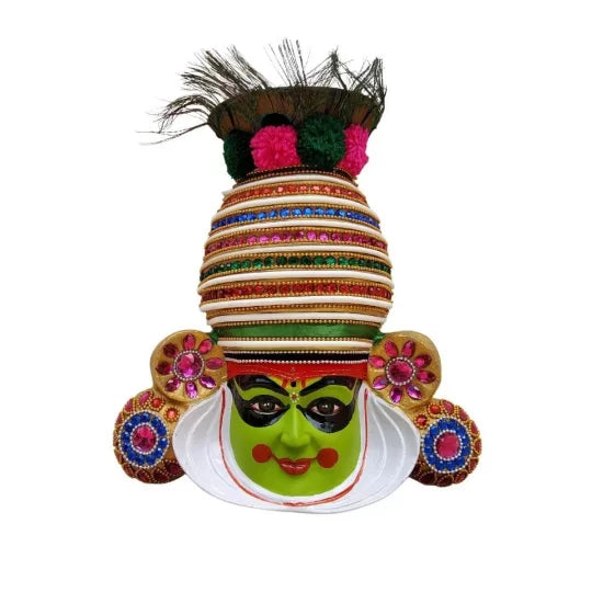 Krishna Kathakali Mask Wall Hanging – Traditional Kerala Fiber Wall Decor (30 cm)
