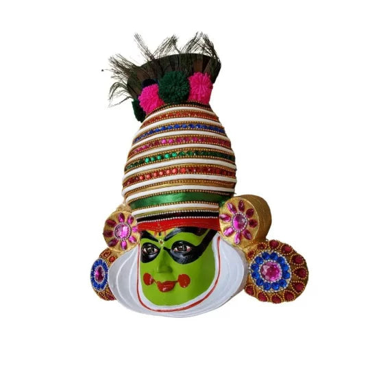 Krishna Kathakali Mask Wall Hanging – Traditional Kerala Fiber Wall Decor (30 cm)