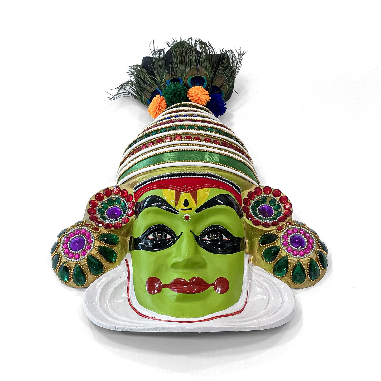 Krishna Kathakali Mask Wall Hanging – Traditional Kerala Fiber Wall Decor (30 cm)