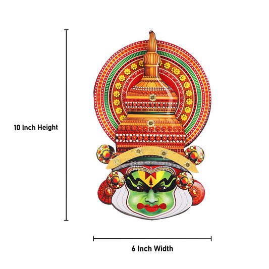 10-Inch Wooden Kathakali Head Wall Hanging – Vintage Style | Kerala Traditional Wall Decor | Ideal Cultural Gift