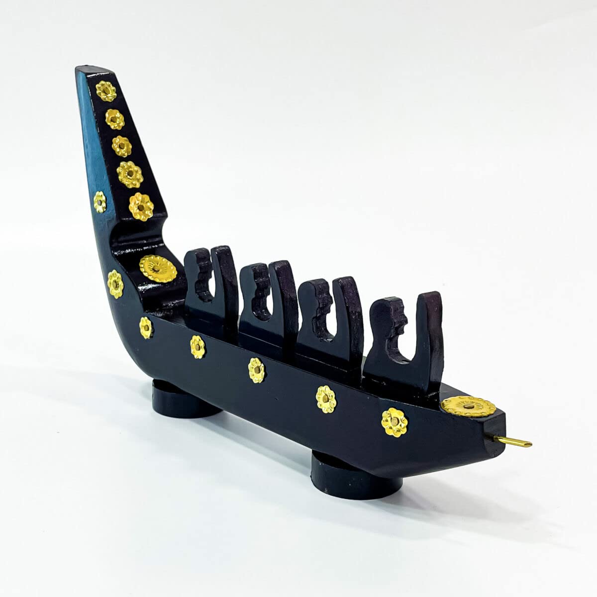 Traditional Chundan Vallom (Snake Boat) Miniature – 4 Oarsmen | Handcrafted Mahogany Decor from Kerala