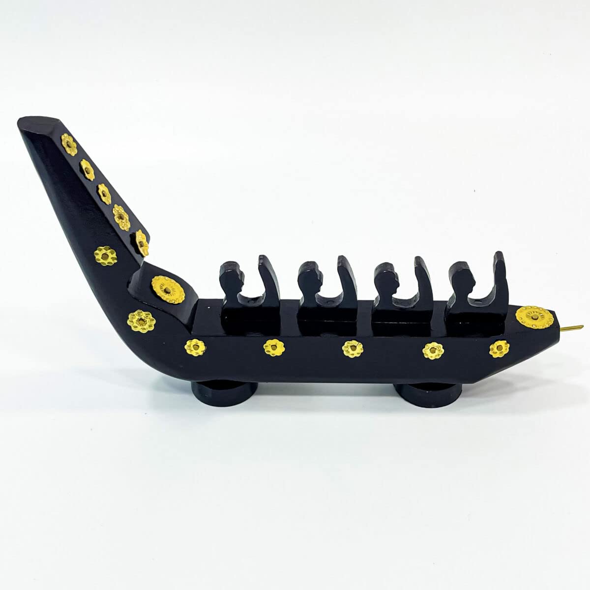 Traditional Chundan Vallom (Snake Boat) Miniature – 4 Oarsmen | Handcrafted Mahogany Decor from Kerala