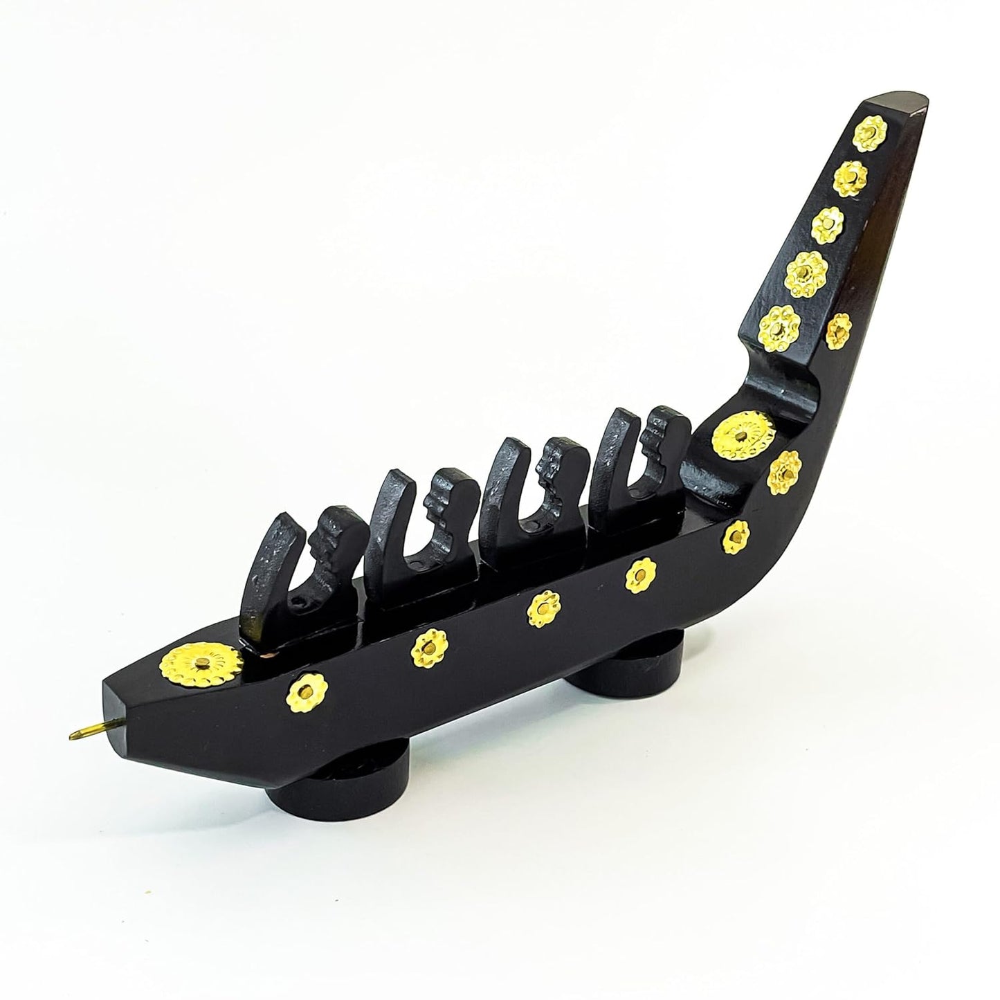 Traditional Chundan Vallom (Snake Boat) Miniature – 4 Oarsmen | Handcrafted Mahogany Decor from Kerala