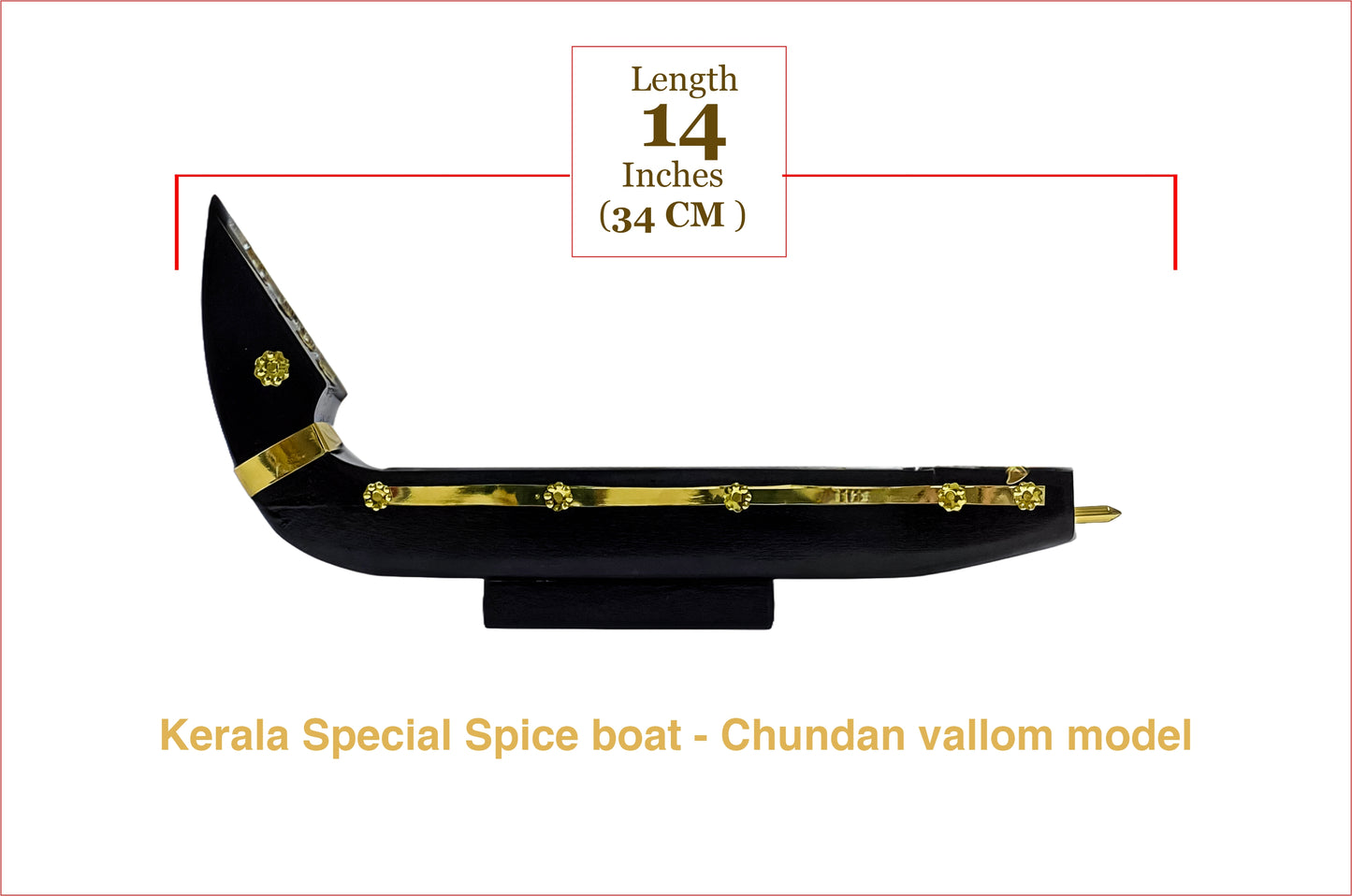 Miniature Chundan vallom Spice Boat – Traditional Kerala Craft for Décor and Gifting- 3 Spices