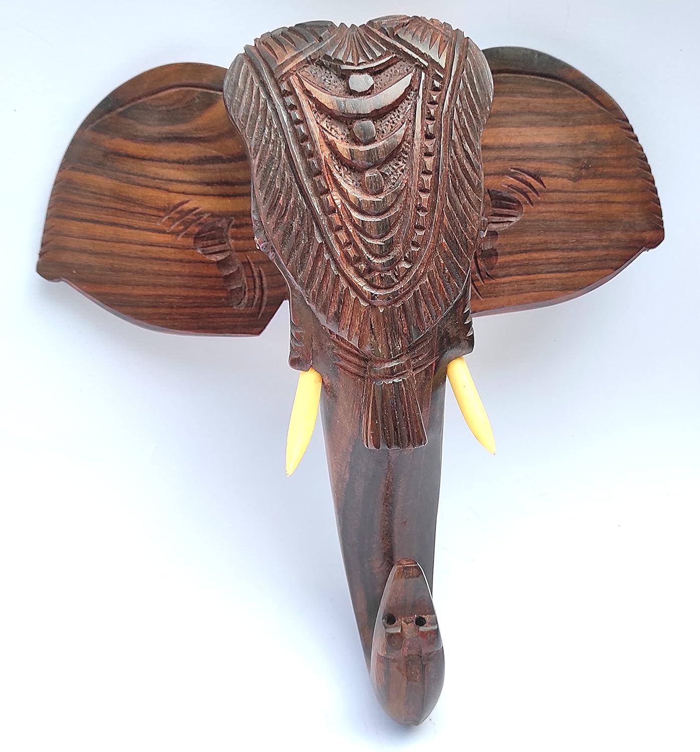 Wooden Hand-Carved Kerala Elephant Head for Wall Decor and Gifting (10 Inches)