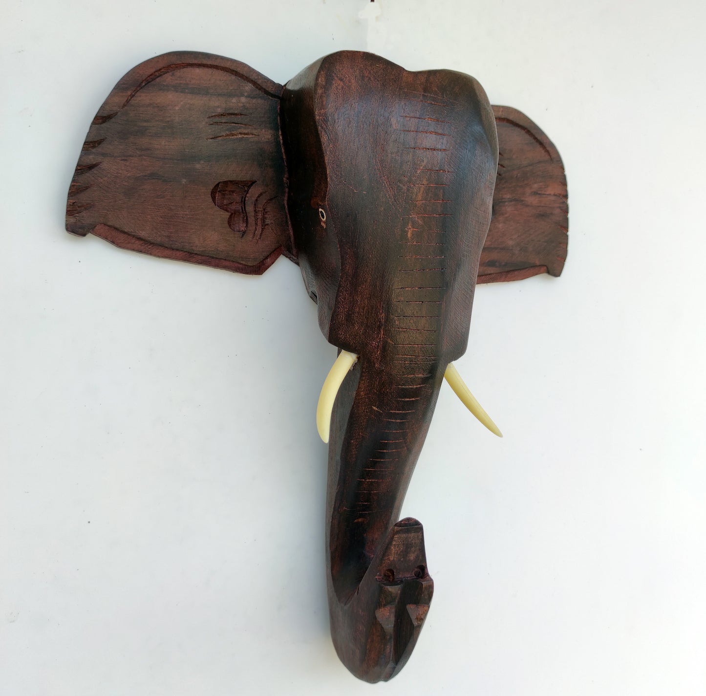 Rosewood Kerala Elephant Head Wall Hanging (10-inch) – Plain Finish, Ideal for Home Decor and Gifting