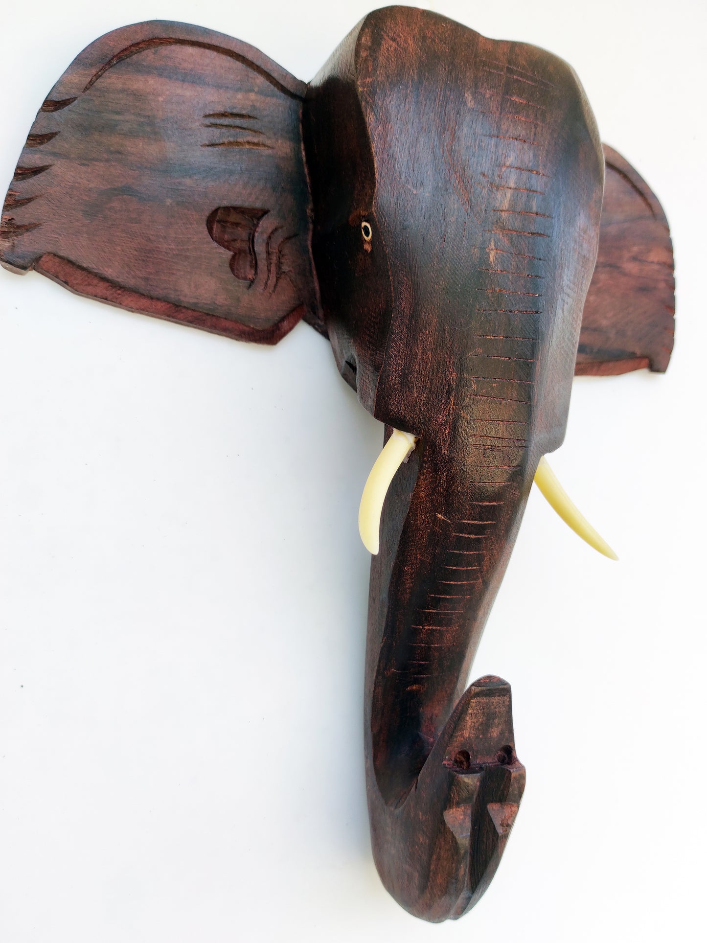 Rosewood Kerala Elephant Head Wall Hanging (10-inch) – Plain Finish, Ideal for Home Decor and Gifting