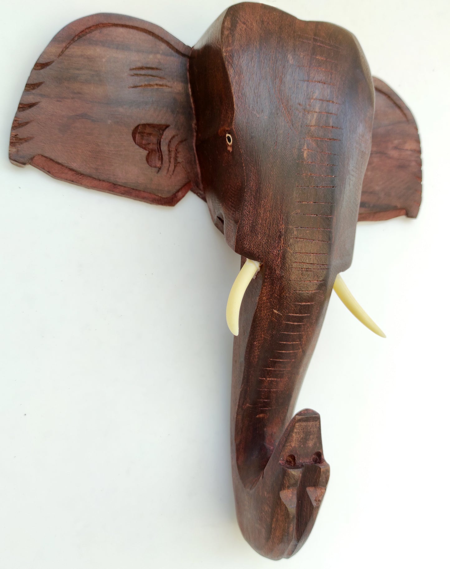 Rosewood Kerala Elephant Head Wall Hanging (10-inch) – Plain Finish, Ideal for Home Decor and Gifting