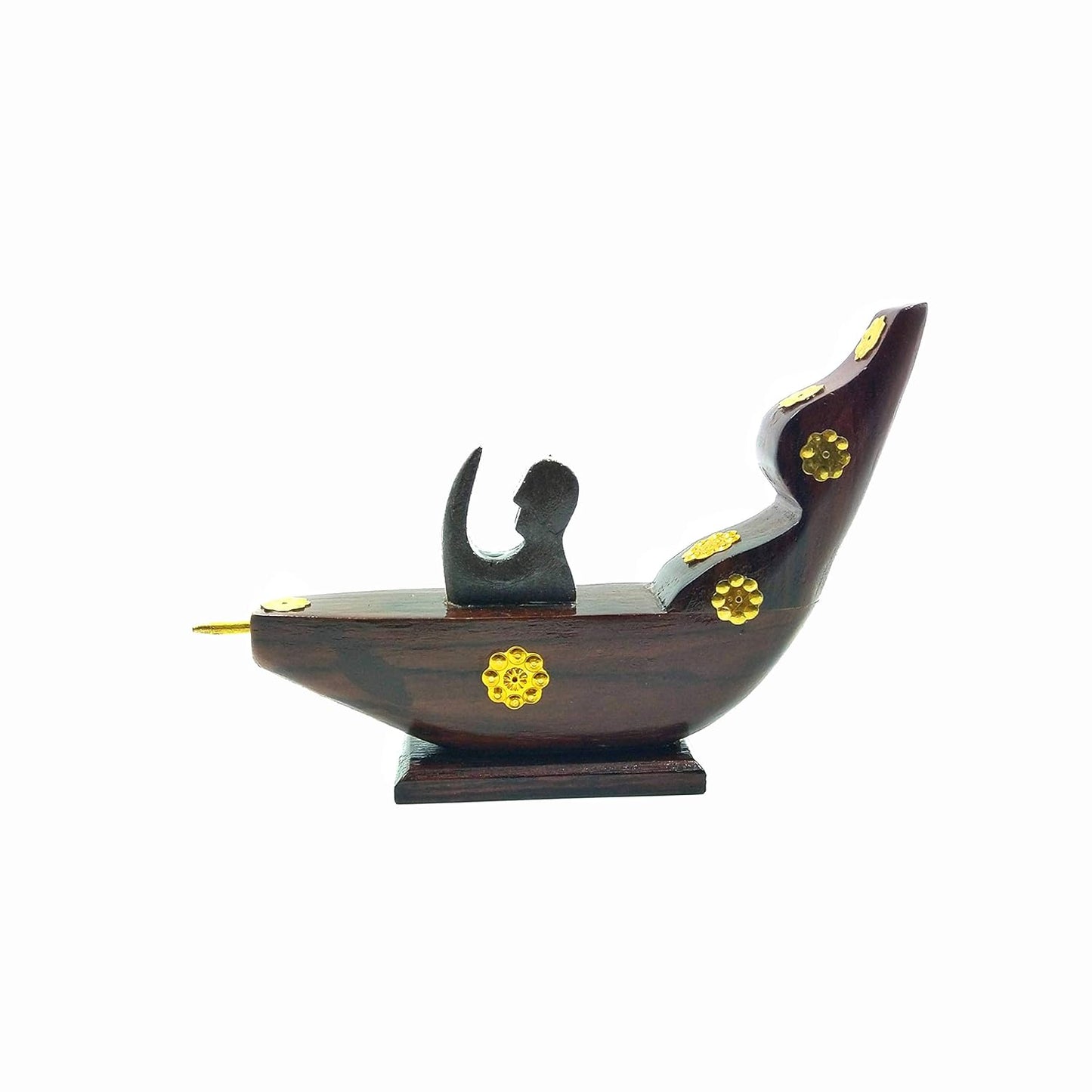 Chundan Vallom Miniature with 1 Rower (Traditional Kerala Snake Boat) Made from Rosewood