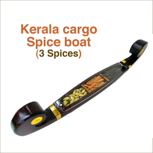 Miniature Odi Vallom Spice Boat with 3 Authentic Spices – Handcrafted Kerala Decor for Home & Gifting