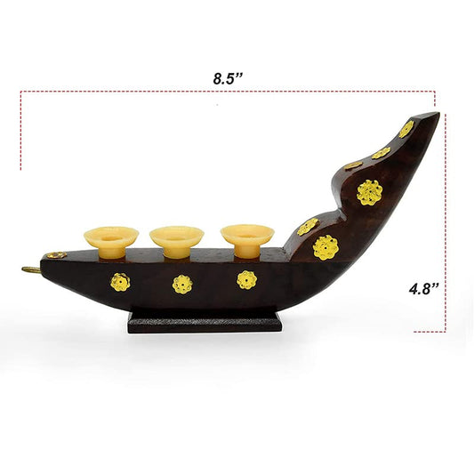 Kerala Snake Boat (Traditional Rosewood Chundan Vallom) Miniature with 3 Pen Holders