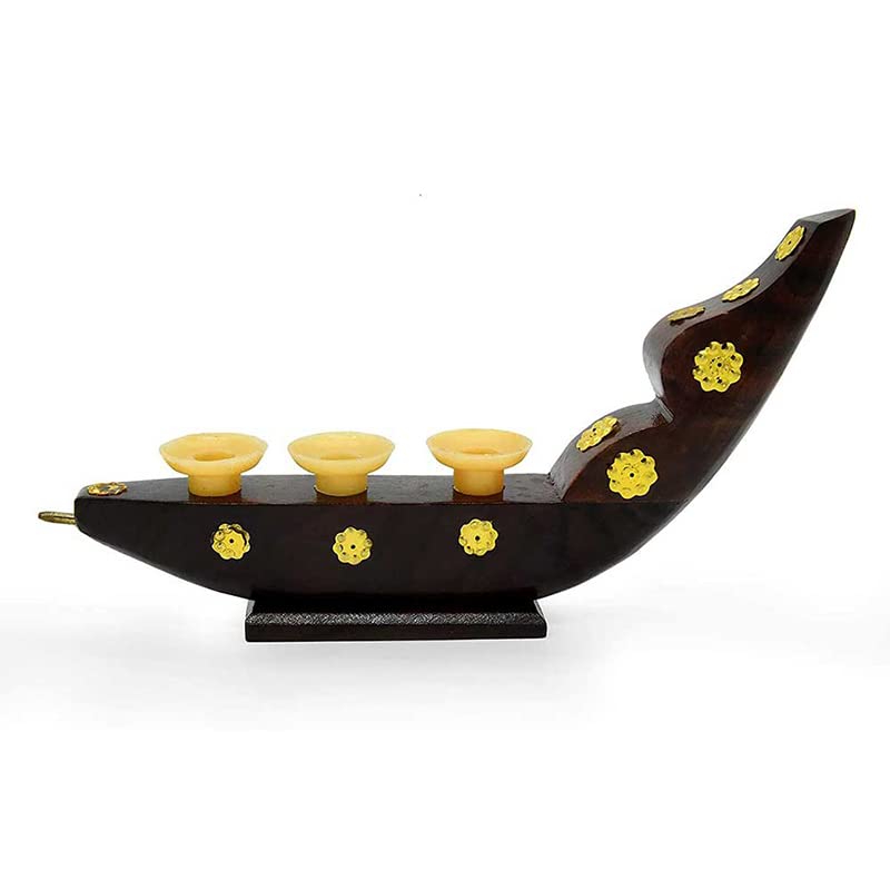 Kerala Snake Boat (Traditional Rosewood Chundan Vallom) Miniature with 3 Pen Holders