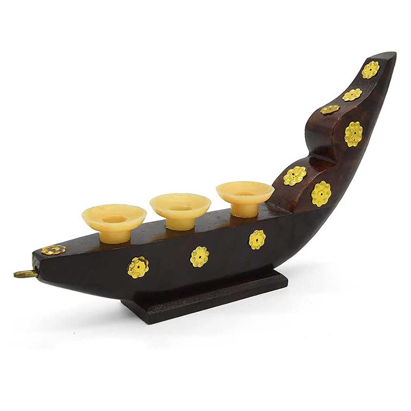 Kerala Snake Boat (Traditional Rosewood Chundan Vallom) Miniature with 3 Pen Holders