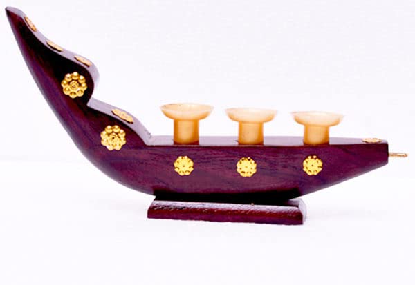 Kerala Snake Boat (Traditional Rosewood Chundan Vallom) Miniature with 3 Pen Holders