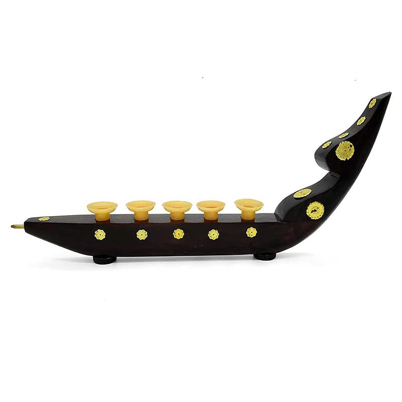 Traditional Chundan Vallom Kerala (Rosewood Snake Boat) Miniature with 5 Pen Holders