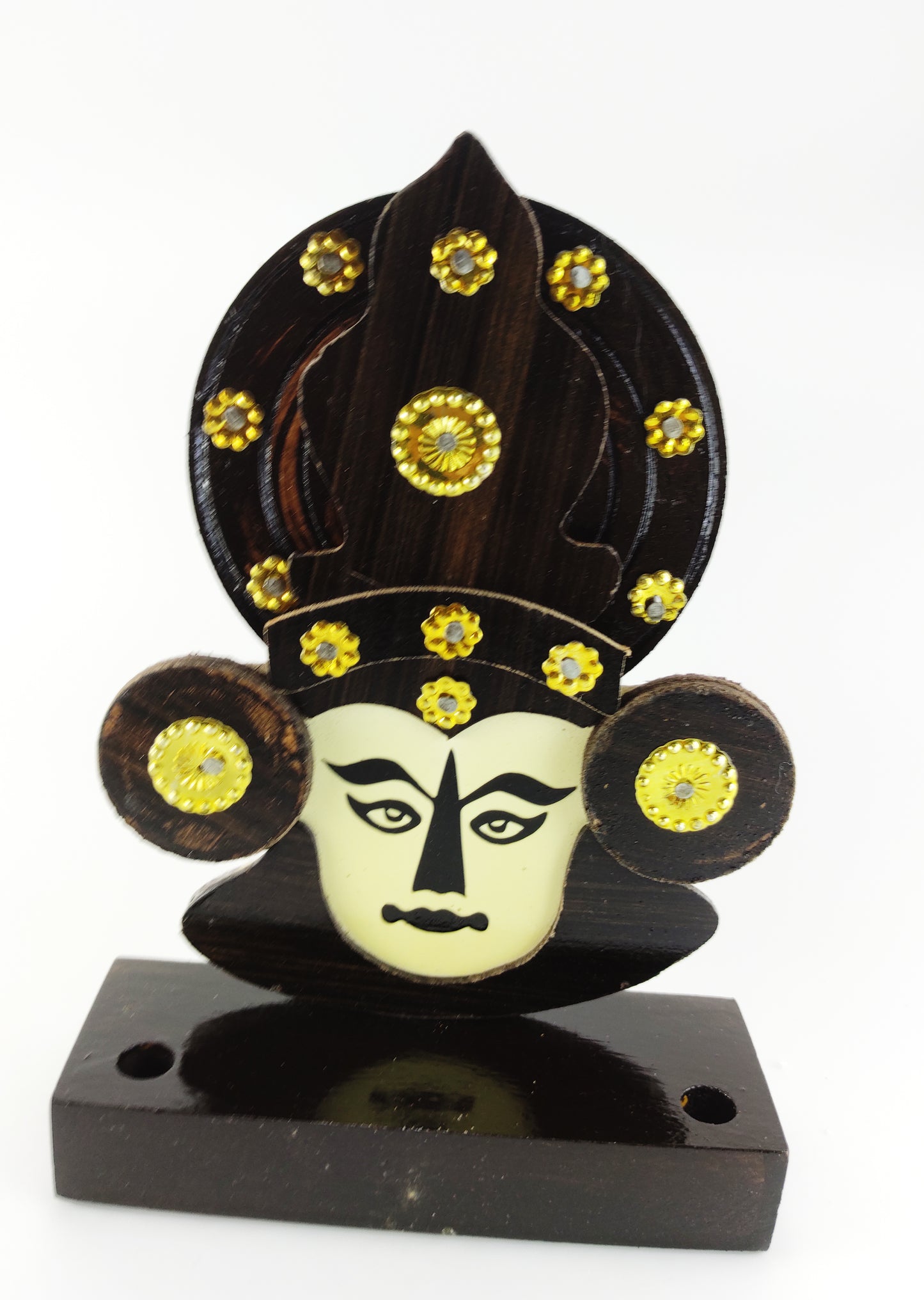 Handcrafted Wooden Kathakali Head with Pen Holder – 8 Inches | Traditional Desk Décor & Gift