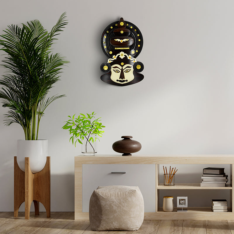 12-Inch Handcrafted Kathakali Head in Rosewood – Authentic Kerala Wall Art
