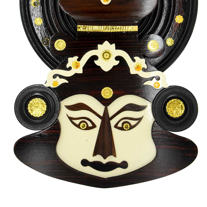 12-Inch Handcrafted Kathakali Head in Rosewood – Authentic Kerala Wall Art