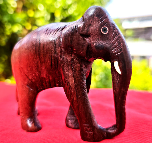 Wooden Handmade Elephant Miniature – 2 Inches | Kerala Rosewood Handicraft for Home Décor & Gifting