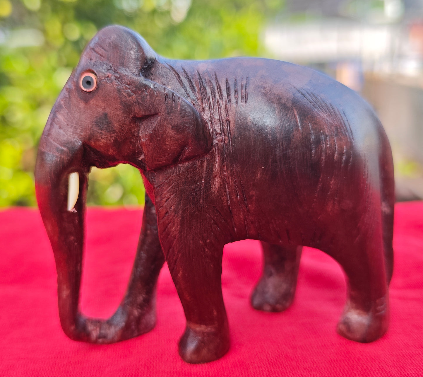 Wooden Handmade Elephant Miniature – 2 Inches | Kerala Rosewood Handicraft for Home Décor & Gifting