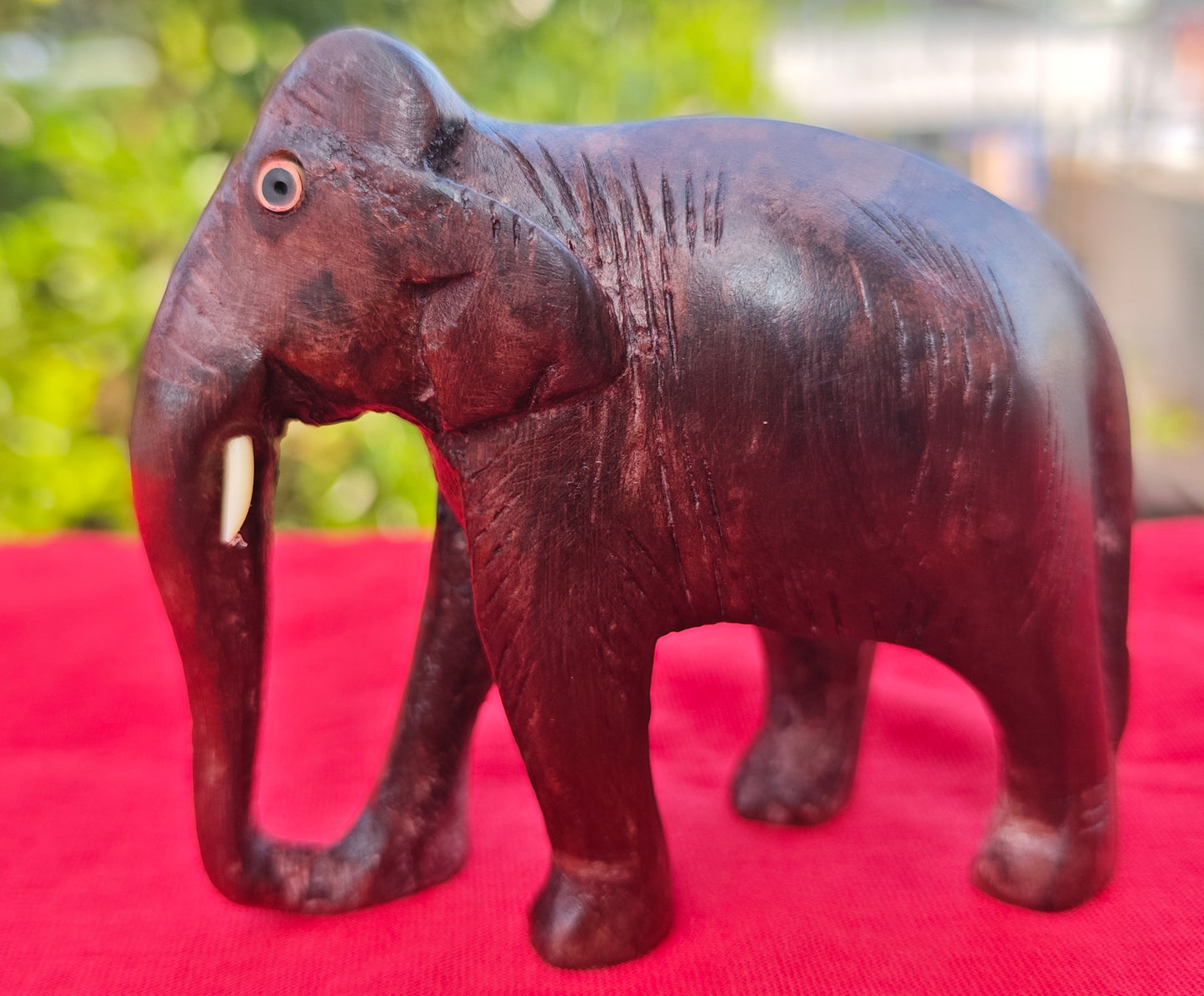 Wooden Handmade Elephant Miniature – 2 Inches | Kerala Rosewood Handicraft for Home Décor & Gifting